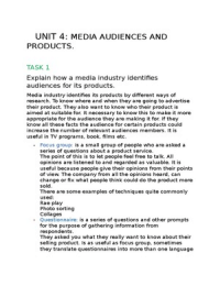 Audiences and Products