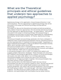 The theoretical approaches and Ethical guidelines underpinning applied psychology