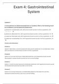 Exam 4  Gastrointestinal System  questions with detailed answers &lpar;graded A&plus;&rpar;