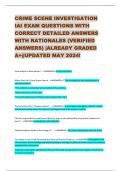 CRIME SCENE INVESTIGATION  IAI EXAM QUESTIONS WITH  CORRECT DETAILED ANSWERS  WITH RATIONALES &lpar;VERIFIED  ANSWERS&rpar; &vert;ALREADY GRADED  A&plus;&vert;&vert;UPDATED MAY 2024&excl; 