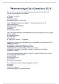 Pharmacology Quiz Questions 2024