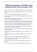 SDSU Oceanography 100 FINAL Exam  Questions with Correct Answers 100&percnt;