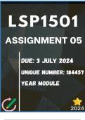 LSP1501 ASSIGNMENT 5 - DETAILED ANSWERS &lpar; 184457&rpar;    DUE&colon; 3 JULY 2024