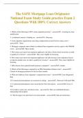 The SAFE Mortgage Loan Originator National Exam Study Guide practice Exam 2 Questions With 100&percnt; Correct Answers