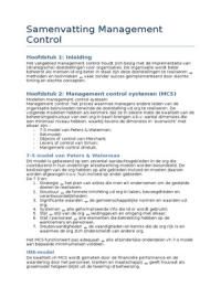 Samenvatting Management Control H1 t/m 10