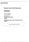 RCE2601 Assignment 2 &lpar;DETAILED 100&percnt; sure ANSWERS&rpar; 