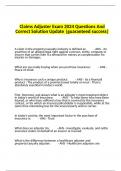 Claims Adjuster Exam 2024 Questions And Correct Solution Update &vert;guaranteed success&vert;