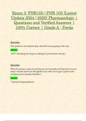 Exam 3&colon; PNR105 &sol; PNR 105 &lpar;Latest Update 2024 &sol; 2025&rpar; Pharmacology &vert; Questions and Verified Answers &vert; 100&percnt; Correct &vert; Grade A - Fortis