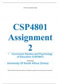 Exam &lpar;elaborations&rpar; CSP4801 Assignment 2 &lpar;COMPLETE ANSWERS&rpar; 2024 &lpar;759507&rpar; - DUE 21 June 2024 &bull;&Tab;Course &bull;&Tab;Curriculum Studies and Psychology of Education &lpar;CSP4801&rpar; &bull;&Tab;Institution &bull;&Tab;University Of South Africa &lpar;Unisa&rpar; &bull;&Tab;Book &bull;&Tab;New Directions in Curriculum Studi