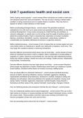 Unit 7 questions health and social care