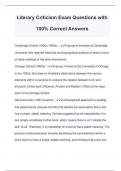 Literary Criticism Exam Questions with 100&percnt; Correct Answers