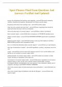 Sport Finance Final Exam Questions And Answers &lpar;Verified And Updated&rpar;