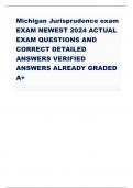 Michigan Jurisprudence exam EXAM NEWEST 2024 ACTUAL EXAM QUESTIONS AND CORRECT DETAILED ANSWERS VERIFIED ANSWERS ALREADY GRADED A&plus;