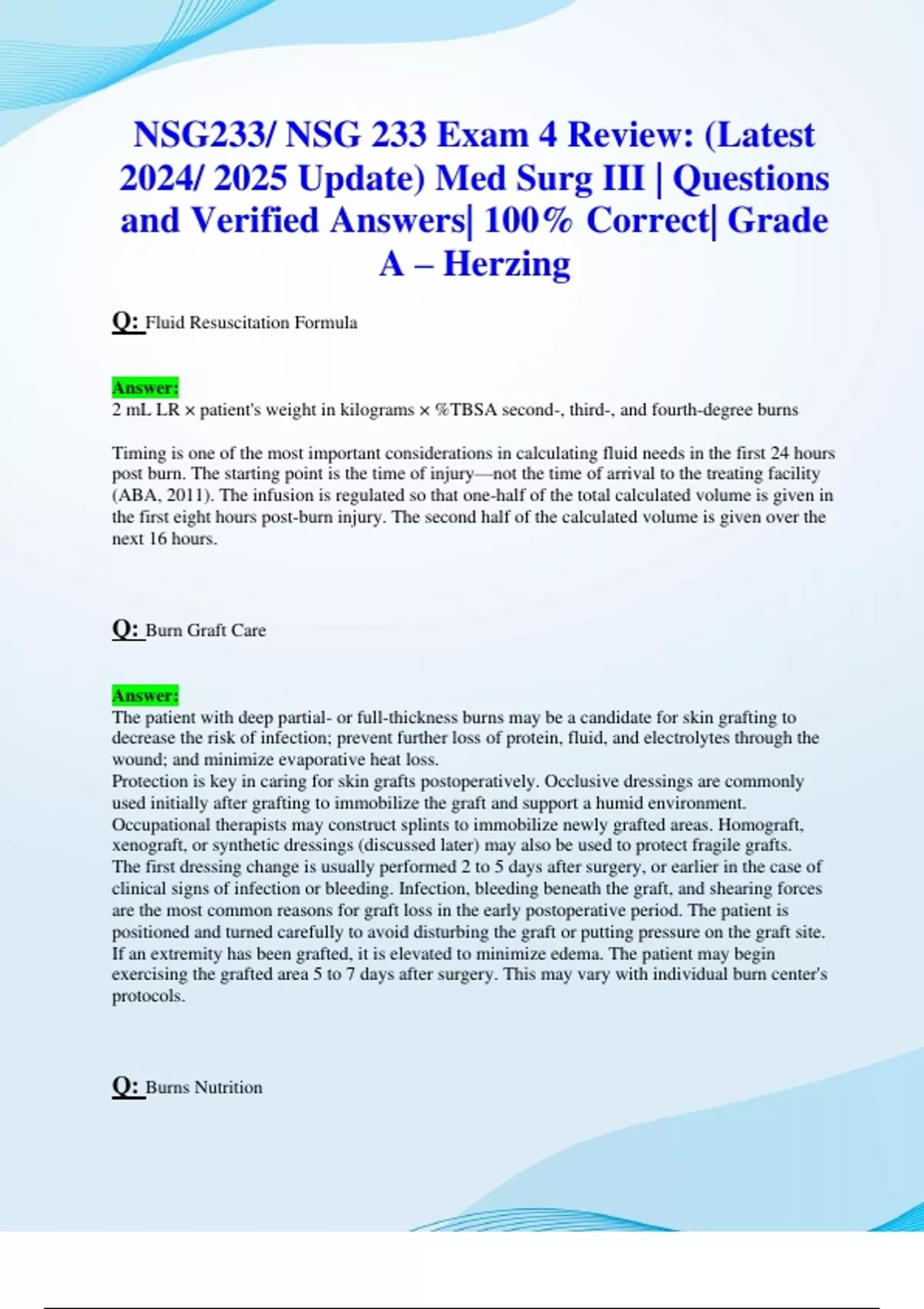 NSG233/ NSG 233 Exam 4 Review: (Latest 2024/ 2025 Update) Med Surg III ...