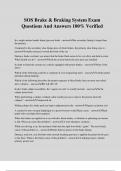 SOS Brake & Braking System Exam Questions And Answers 100&percnt; Verified