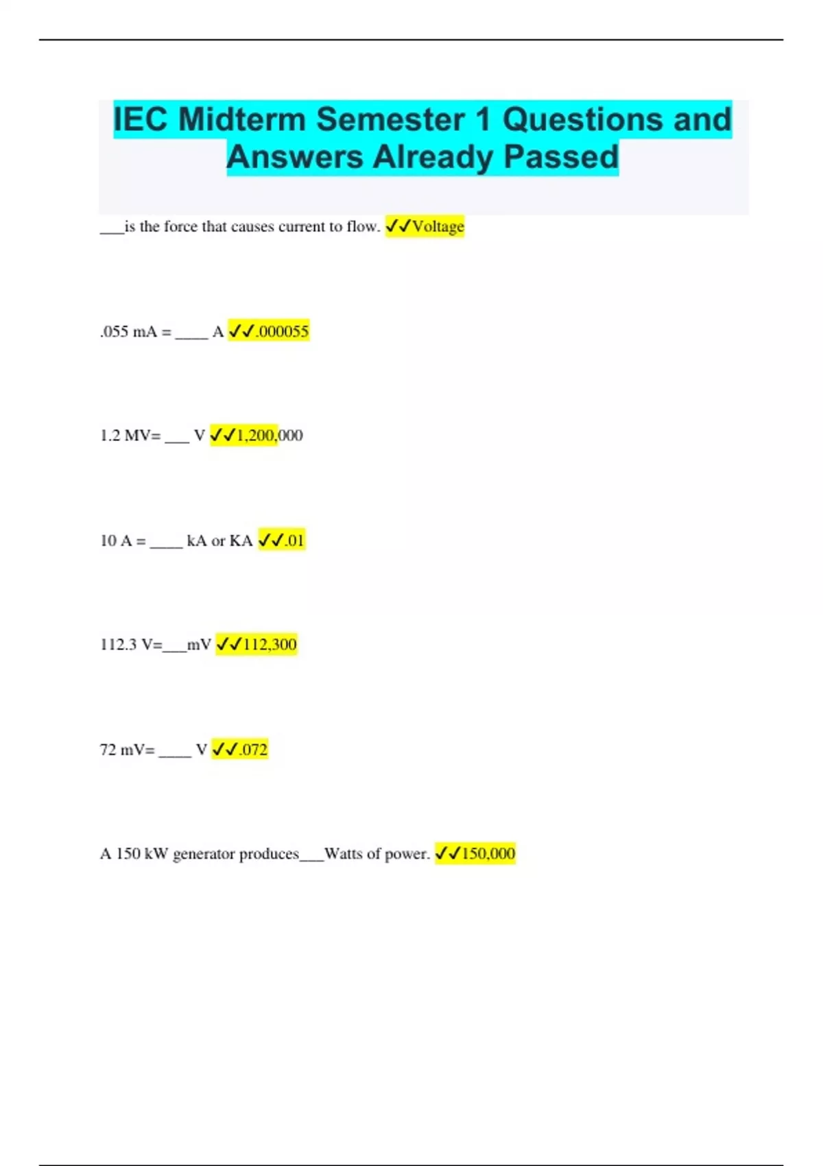 IEC Midterm Semester 1 Questions and Answers Already Passed - IEC ...
