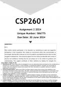CSP2601 Assignment 2 &lpar;ANSWERS&rpar; 2024 - DISTINCTION GUARANTEED