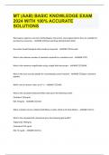 MT &lpar;AAB&rpar; BASIC KNOWLEDGE EXAM 2024 WITH 100&percnt; ACCURATE SOLUTIONS