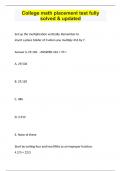 College math placement test fully solved & updated