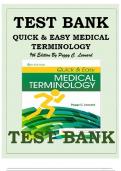 TEST BANK FOR QUICK & EASY MEDICAL TERMINOLOGY 9TH EDITION BY PEGGY C&period; LEONARD Quick & Easy Medical Terminology&comma; 9th Edition Leonard Test Bank