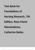 Test Bank for Foundations of Nursing Research 7th Edition By Rose Marie Nieswiadomy&semi; Catherine Bailey Chapter 1-20 Complete Guide A&plus;