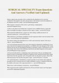 SURGICAL SPECIALTY Exam Questions And Answers &lpar;Verified And Updated&rpar;