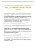 Texas Emergency Management Certification- Basic Exam Questions With 100&percnt; Correct Answers