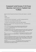 Unmanned Aerial Systems &lpar;UAS&rpar; Exam Questions And Answers &lpar;Updated And Verified&rpar;