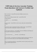 USPS Sales & Services Associate Training Exam Questions And Answers &lpar;Verified And Updated&rpar;