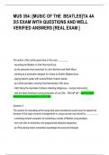 MUS 354&colon; &lbrack;MUSIC OF THE BEATLES&rsqb;TA 4A 55 EXAM WITH QUESTIONS AND WELL VERIFIED ANSWERS &lbrack;REAL EXAM &rsqb;