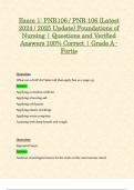 Exam 1&colon; PNR106 &sol; PNR 106 &lpar;Latest 2024 &sol; 2025 Update&rpar; Foundations of Nursing &vert; Questions and Verified Answers 100&percnt; Correct &vert; Grade A - Fortis