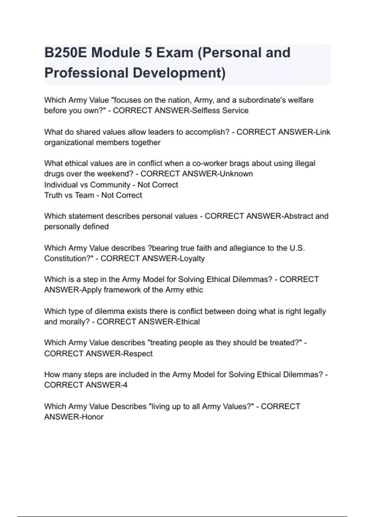 B250E Module 5 Exam (Personal and Professional Development). 2025/2026 ...