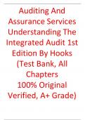 Test Bank For Auditing And Assurance Services Understanding The Integrated Audit 1st Edition By Hooks&period;