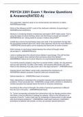 PSYCH 2301 Exam 1 Review Questions & Answers&lpar;RATED A&rpar; 