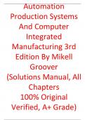 Solutions Manual For Automation Production Systems And Computer Integrated Manufacturing 3rd Edition By  Mikell Groover