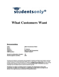 Summary What Customers Want