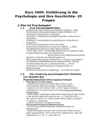Psychologie und ihre Geschichte Kurs 3400
