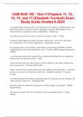 UAB BUS 102 - Test 3 Chapters 11&comma; 12&comma; 13&comma; 15&comma; and 17 &lpar;Elizabeth Turnbull&rpar; Exam Study Guide Graded A 2024