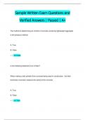 Sample Written Exam Questions and  Verified Answers &vert; Passed &vert; A&plus;