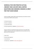 SURGICAL TECH HESI PRACTICE ACTUAL &sol;NEWEST 2024 120 WITH WELL SORTED QUESTIONS AND ANSWERS &sol;GRADED A&plus;&sol;BEST FOR THAT GOOD GRADE  
