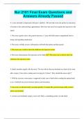 Nur 2101 Final Exam Questions and  Answers Already Passed