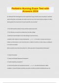 Pediatric Nursing Exam Test with Answers 2024