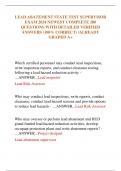 LEAD ABATEMENT STATE TEST SUPERVISOR  EXAM 2024 NEWEST COMPLETE 280  QUESTIONS WITH DETAILED VERIFIED  ANSWERS &lpar;100&percnt; CORRECT&rpar; &sol;ALREADY  GRADED A&plus;