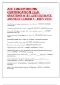 AIR CONDITIONING CERTIFICATION EXAM QUESTIONS WITH AUTHENTICATE ANSWERS GRADED A&plus; 100&percnt; 2024