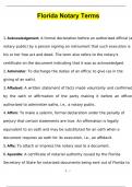 Florida Notary Terms Newest Questions and Answers &lpar;Verified Answers&rpar;