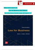 SOLUTION MANUAL - Barnes&comma; Lemper&comma; Richards - Law for Business 15th Edition All Chapters 1 - 47&comma; Complete Newest Version