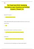 The Trade Desk EDGE&colon; Marketing  Foundations exam Questions and Verified  Answers &vert; Passed &vert; A&plus;