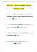 CSIT 111 Final Exam with Correct Answers 2024&sol;205 GUARANTEED PASS