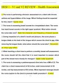 HESI 1  V1 and V2 REVIEW   Health Assessment 1 &lpar;QUESTIONS WITH 100&percnt; CORRECT ANSWERS &rpar; &lpar;2024 &sol; 2025&rpar; &lpar;Verified by Experts&rpar;