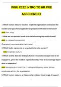 WGU C232 Intro to HR - Pre-Assessment 2024 Newest Questions and Answers &lpar;Verified Answers&rpar;